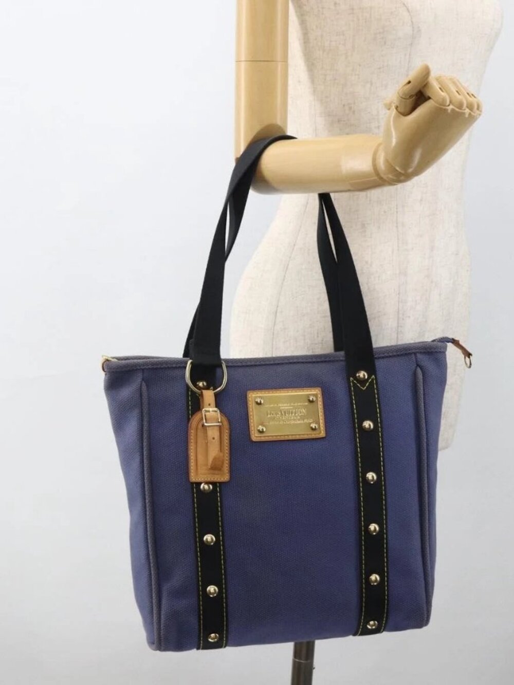 LOUIS VUITTON Antigua Cabas MM Tote Bag Blue M40087 LV Auth ka3019 - Picture 1 of 16
